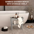 thumbnail image 2 of Bamboo Shower Bench Stool with Storage Shelf, Waterproof Shower Chair Spa Bath Seat, Shower Stool for Inside, Bathroom Bench Seat for Adults Elderly Seniors for Indoor or Outdoor Use(Gray), 2 of 17