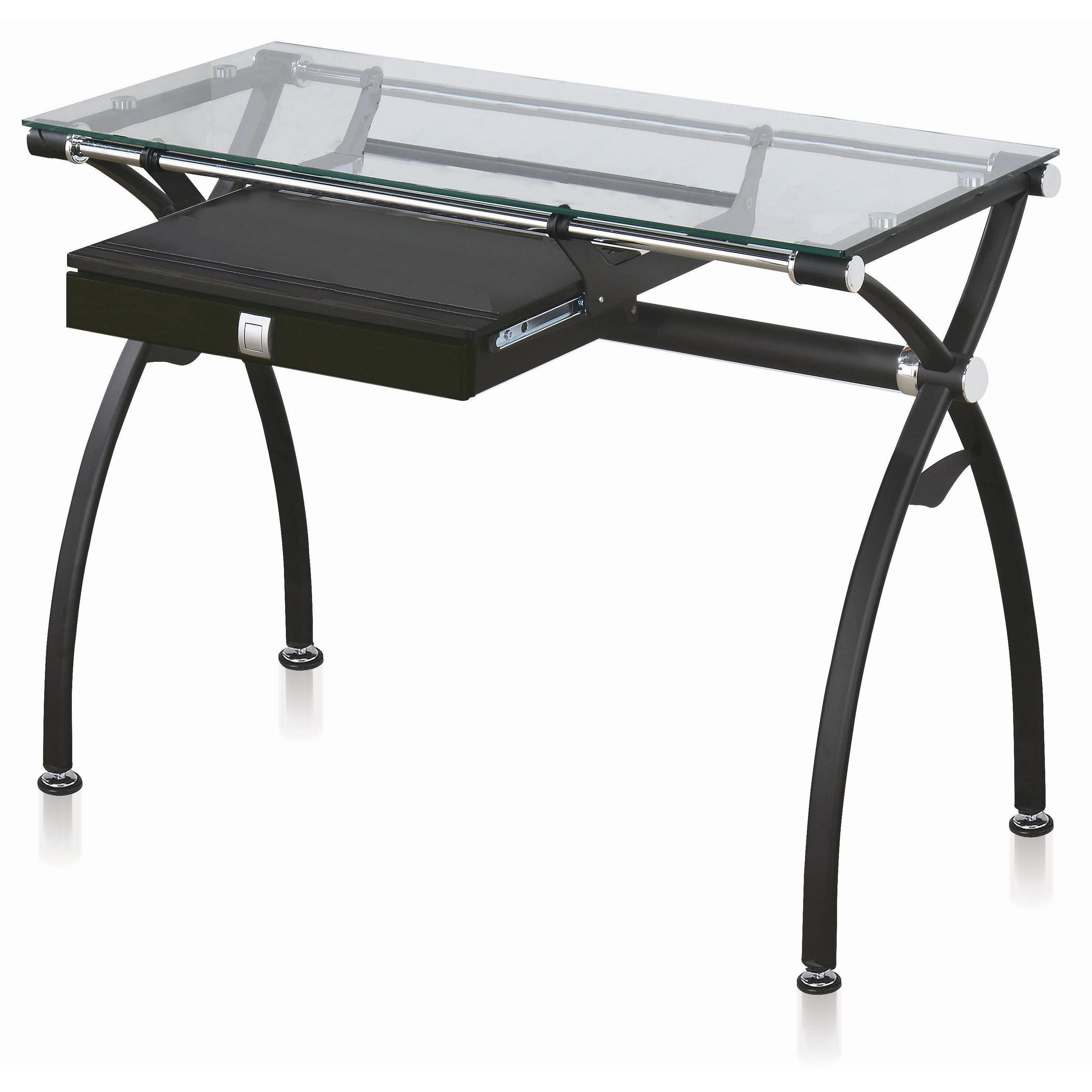 NEWSPEC Black Metal/ Glass Office Desk