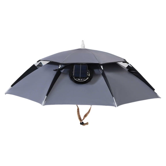 Solar Powered Umbrella Hat With Removable Fan, Wide Brim Sun Hat For Outdoor Fishing & Camping, Lightweight Cooling Fan Hat For Summer Activities (Battery Operated),Grey - 80Cm