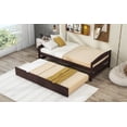 thumbnail image 4 of Tensun Twin Daybed with Trundle, Espresso Wood Frame, Twin Size Trundle with Wooden Slat Support, Platform Bed for Living or Guest Room, No Box Spring Required, 4 of 5