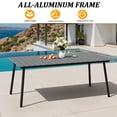 thumbnail image 4 of Pellebant 70" Patio Outdoor Dining Table for 6, Sturdy Aluminum Frame Wood-Grain Top with Umbrella Hole, Grey, 4 of 6