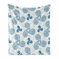 thumbnail image 1 of Celtic Soft Flannel Fleece Throw Blanket, Various Size Repeating Triskel Celtic Triple Spiral Extensions Illustration, Cozy Plush for Indoor and Outdoor Use, 60" x 80", Blue White, by Ambesonne, 1 of 6