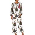 thumbnail image 6 of Lorytime Pjs Sets for Women Long Sleeve Christmas Tree Crew Neck Tunic Tops Elastic Waist Pants Holiday Loungewear, 6 of 6