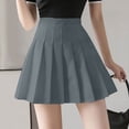 thumbnail image 3 of Women's Solid Color Pleated Tennis Skirt, High Waist Stretchy Athletic Skirt with Built-in Shorts for Yoga, Running, Gym Workouts and Casual Sports Wear,Gray-8,XS, 3 of 6