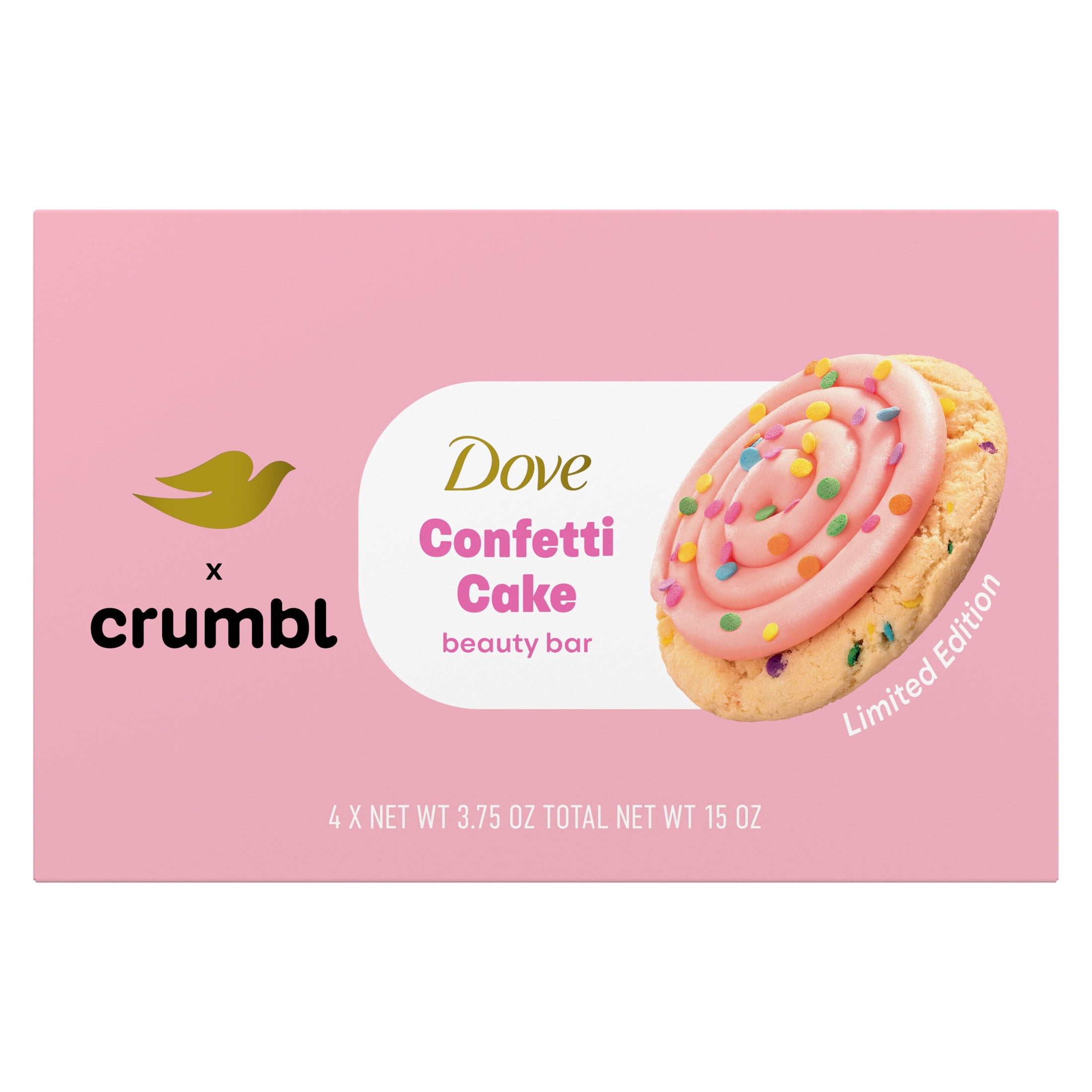 (8 pack) Dove & Crumbl Limited Edition Beauty Bar Confetti Cake 15 OZ 4 Bars