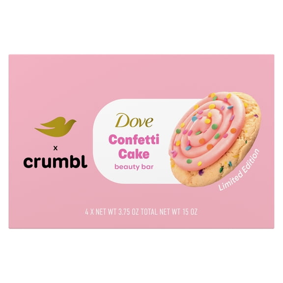 Dove & Crumbl Limited Edition Beauty Bar Confetti Cake 15 OZ 4 Bars