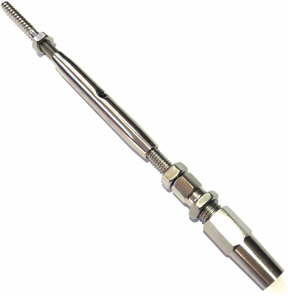 Stainless Turnbuckle Tensioner 3" Barrel w/LAG Screw for 1/8" Cable