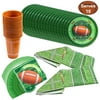 ToyExpress Football Game Day Party Supplies Pack-18 Football Themed Cups, 18 Plates (9 inches), 36 Napkins and 2 Tablecloths Football Party Decorations