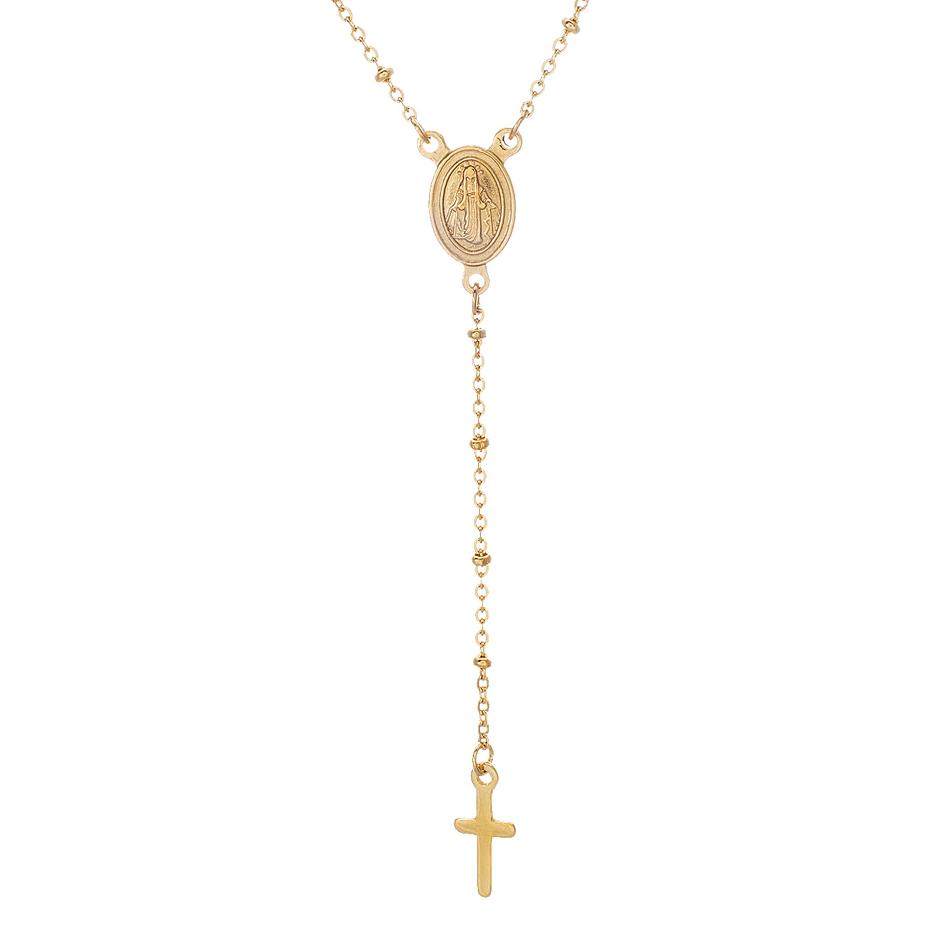 Bible 1.5MM Rosary Beads Cross Necklace 