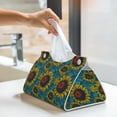 thumbnail image 6 of Uemuo Sunflowers Pattern Tissue Box Cover Holder, Triangle with Bottom Belt - PVC Leather Decorative Organizer for Tabletop, Bathroom, Car, Office, 6 of 9
