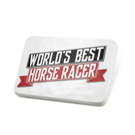 Porcelein Pin Worlds Best Horse Racer Lapel Badge – (Best Horse In The World)