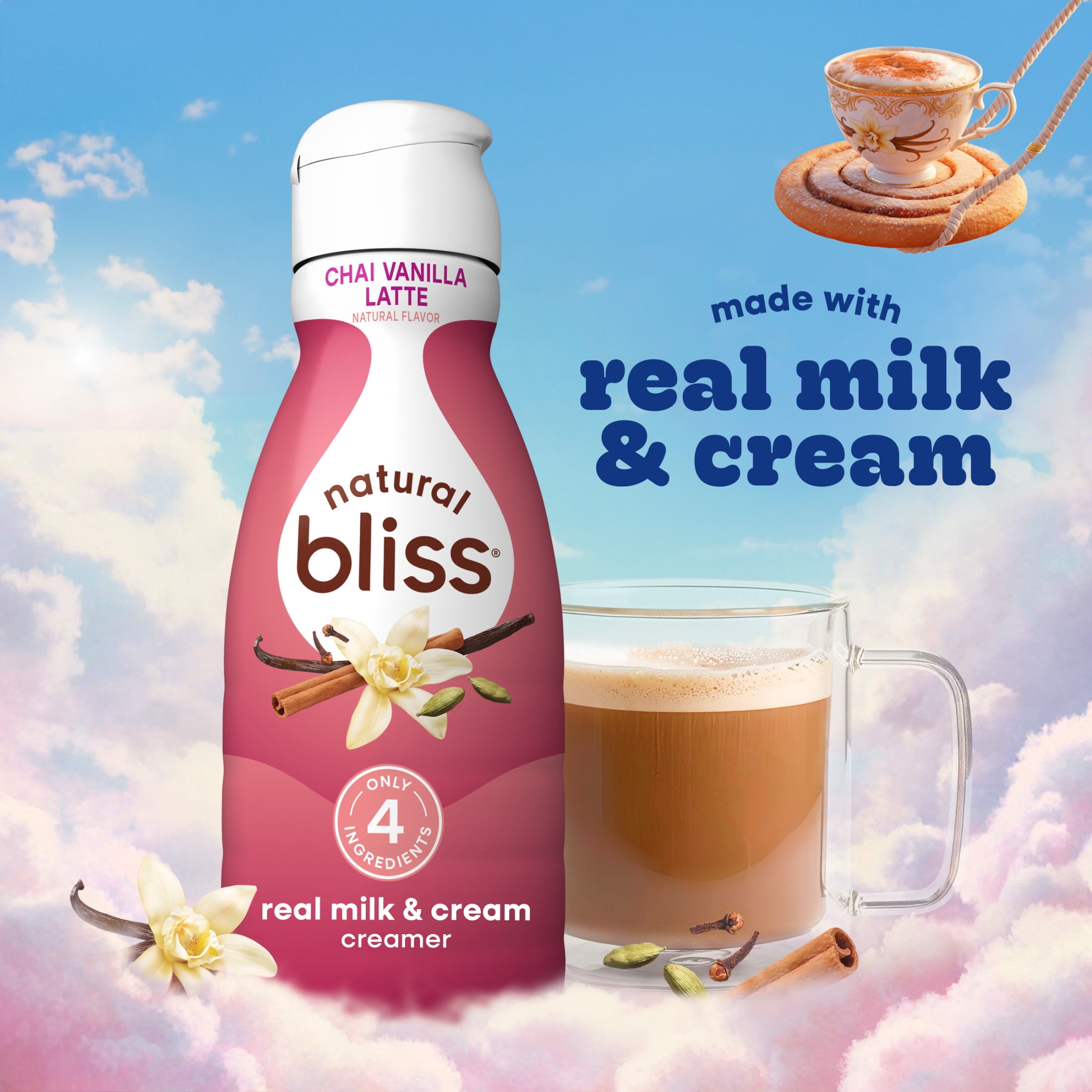 natural bliss Chai Vanilla Latte Flavored Creamer, Gluten Free Creamer, Iced, Hot Coffee 32 fl oz