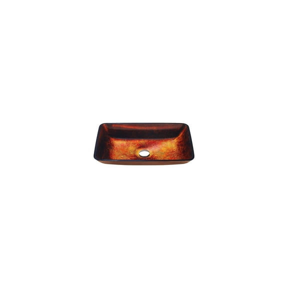 ANZZI Rectangular Glass Vessel Bathroom Sink, Rectangular Basin 4.3 in. Celestial Bronze