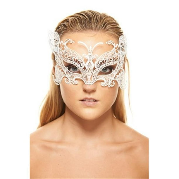Kayso K2020WH Élégant Masque de Mascarade de Découpe Laser Blanc