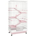thumbnail image 2 of PawHut 32"L 6-Level Small Animal Cage with Lockable Wheels, Tray, Pink, 2 of 9