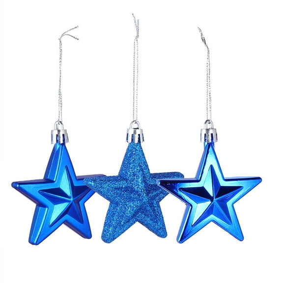 HOMEMAXS  18 Pcs Christmas Five-pointed Star Decorations Fancy Indoor Blue