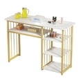 thumbnail image 2 of Marbled Nail Tech Desk | Open Shelves & Salon Storage | Professional Manicure Station, 2 of 8