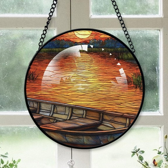 Customized Nights Stained Glass Window Hangings, Nights Colorful Glass Panel Pretty Gifts, Nights Decoration for Home Garden Christmas VKc7cj