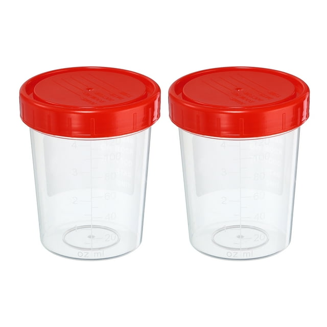 Unique Bargains 120mL Sample Cups Sample Containers Leak Proof Screw Cap for Lab Home Red 2 Pack