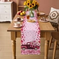 thumbnail image 2 of Valentine's Day Table Runner - 108 Inch Long Romantic Love Roses Truck Ombre Pink Cotton and Linen Blended Dress Scarves Farmhouse Table Runner for Kitchen Dining, Coffee Table, 13" x 108", 2 of 8