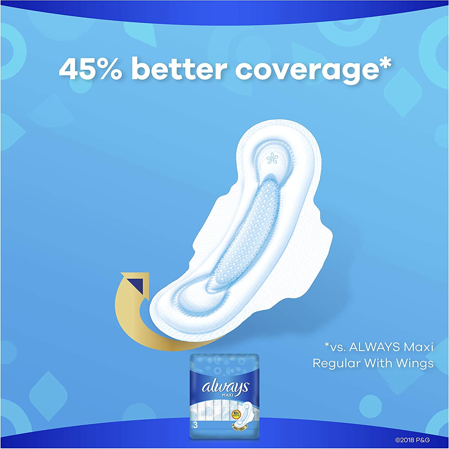 Maxi Size 3 Feminine Pads with Wings, Extra Long Super Absorbency, Unscented, 33 Count