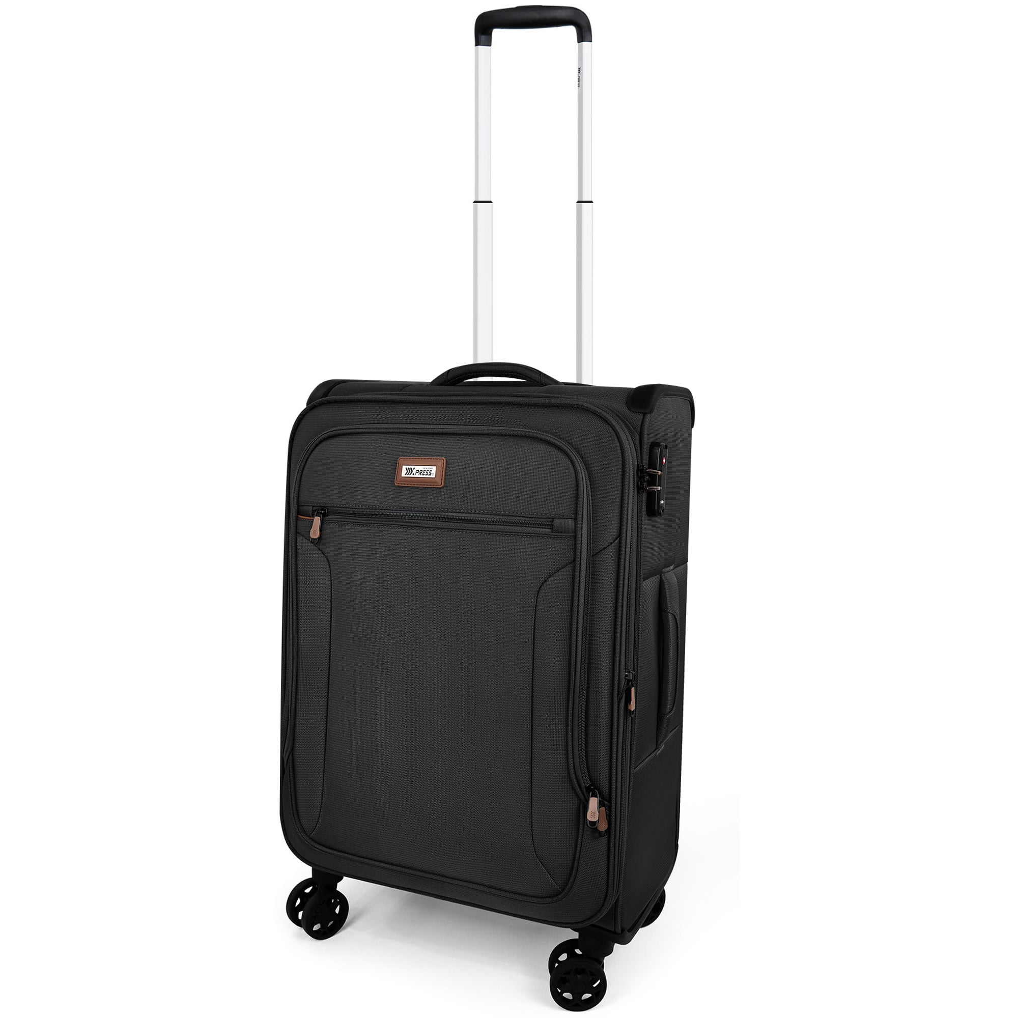 20 inch Softside Carry-on Luggage for Airplane Expandable Spinner Suitcase with TSA Lock, Black - XJ1907