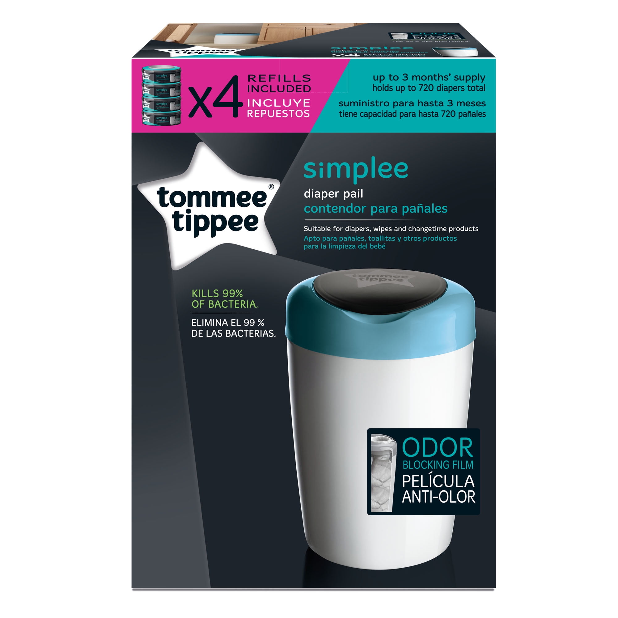tommee tippee nappy bin blue