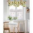 thumbnail image 3 of Tie Up Valance Curtain for Kitchen, Country Sunflower Yellow Floral Watercolor Rod Pocket Short Curtains Adjustable Tie-Up Shade Valances, Green Leaves on White Window Treatment for Bedroom 42x18in, 3 of 8