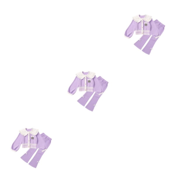 Minnieouse Traje de primavera para niñas, ropa deportiva coreana, ropa con cierre de botones, abrigos con cuello de muñeca, pantalones Type1 NO1
