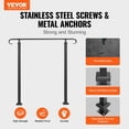 thumbnail image 2 of VEVOR Handrails for Outdoor Steps, Fit 1-3 Steps Outdoor Stair Railing, Wrought Iron Handrail, Adjustable Front Porch Hand Rail, Black Transitional Hand railings for Concrete Steps or Wooden Stairs, 2 of 9