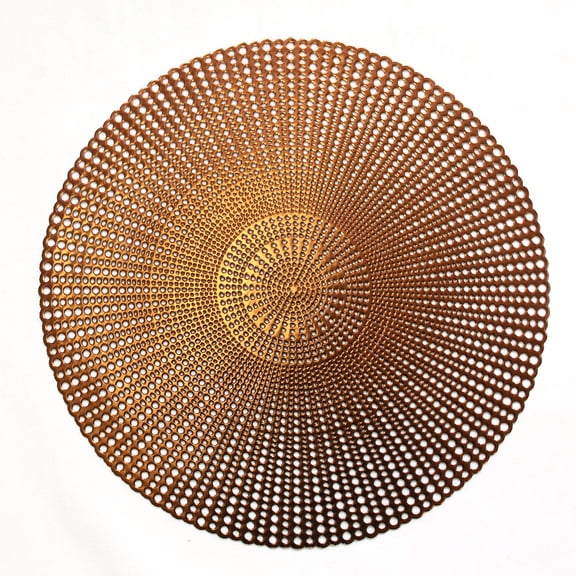 Thymat 16.5" Round Vinyl Metallic Placemats, Set of 6,  Raindrop Copper
