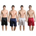 thumbnail image 6 of Men's Satin Print Sleepwear Shorts Plus Size Imitation Silk Relax-fit Pajamas Shorts M to 5XL, 6 of 8