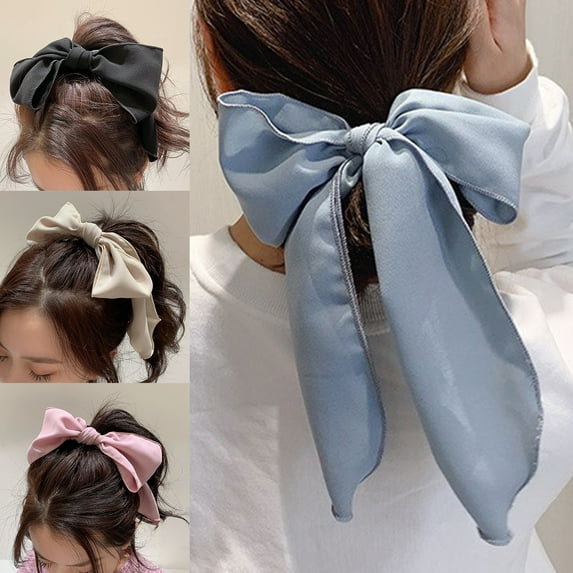 SPRING PARK Women Bow Long Tassel Ribbon Ponytail Scarf Hair Tie Scrunchie Elastic Hair Rope Accessories