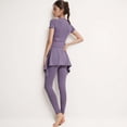 thumbnail image 3 of Women's Full-Length Leggings with Attached Tie-Front Skirt Overlay for Active and Casual Looks - Large, Purple, 3 of 6