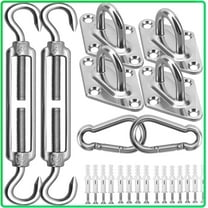 Square & Rectangle Sun Shade Sail Canopy Awning Installation 24 PC Hardware Kits, 48 Ft (12 Ft x 4) Cable Wire Ropes D