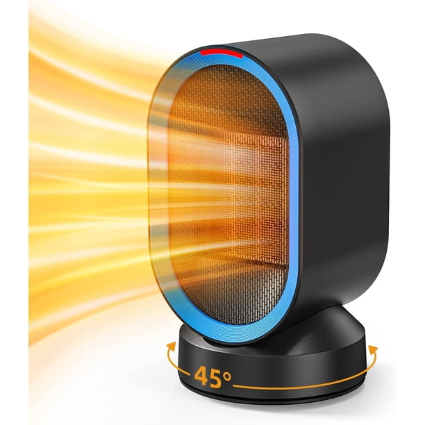 Calentador de espacio para uso interior, calentador oscilante portátil de 45°, calentamiento rápido de cerámica, calor silencioso con 7 protecciones de seguridad, pequeños calentadores eléctricos para interior, oficina, hogar (negro) Rojo Verde