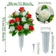 thumbnail image 2 of 2 juegos de flores artificiales para cementerio con jarrón, flores artificiales conmemorativas para exteriores, ramo de rosas para tumbas, decoración de lápidas de cementerio., 2 of 6