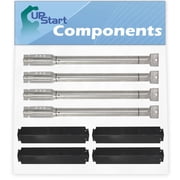 4-Pack BBQ Gas Grill Tube Burner & Heat Shield Plate Tent Replacement Parts for Charbroil 463268008 - Compatible Barbeque Stainless Steel Pipe Burners & Porcelain Steel Flame Tamer, Flavorizer Bar