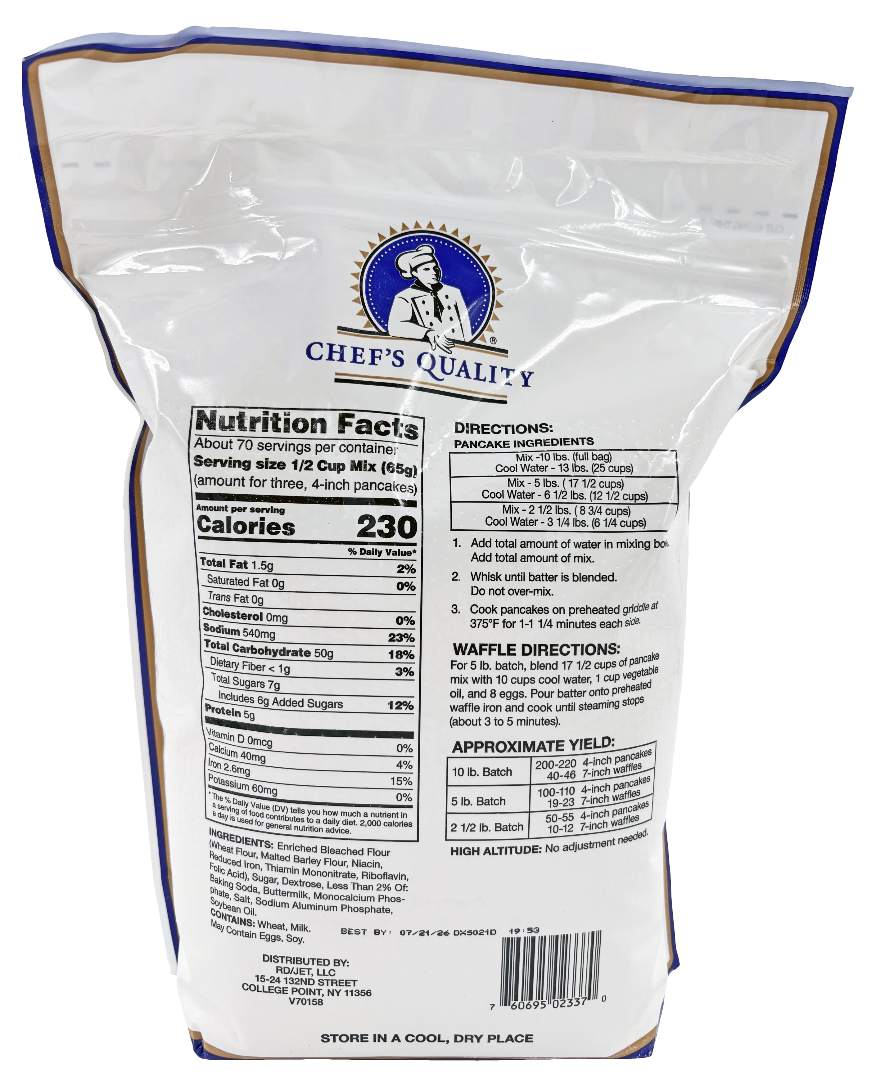 Chefs Quality Complete Buttermilk Pancake Mix 10 lb
