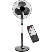 16-Inch 3-Speed Pedestal Floor Fan, Standing Fan for Home, with Oscillating Dual Blades, AC Motor, With Remote Control, Timer, Tilted Head, Black