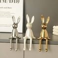 thumbnail image 5 of LAMIRO Easter Bunny Decor - Gold & Ceramic Shelf Sitter Figurine for Desktops, Cabinets, Bookshelves, 5 of 7