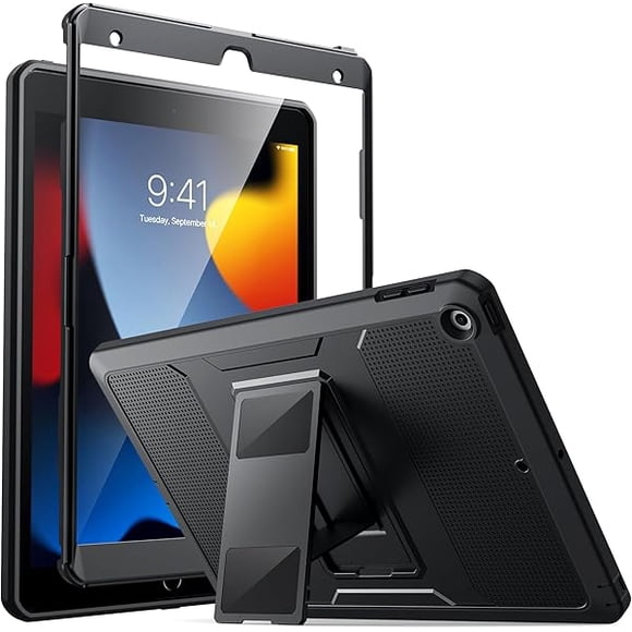 xixishop for iPad 10.2 Inch Case iPad 9th Generation 2021/ iPad 8th Generation 2020/ iPad 7th Generation 2019, [Heavy Duty] Shockproof Full Body Protective Cover with Built-in Screen Protector, Black