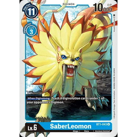 Digimon Release Special Booster Uncommon SaberLeomon BT1-043