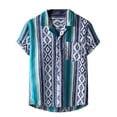 thumbnail image 2 of SwiftWear Men Short Sleeve Polyester Turndown collar Printed Hawaii Summer Blouse Blue XL, 2 of 9