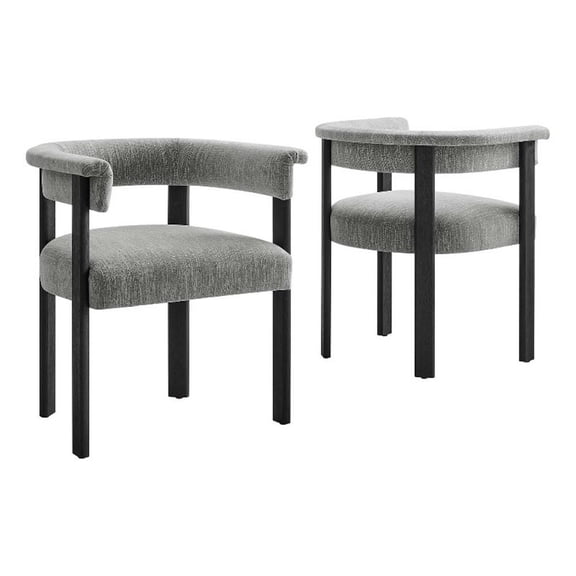 Maklaine Woven Heathered Fabric Upholstered Dining Chairs - Set of 2