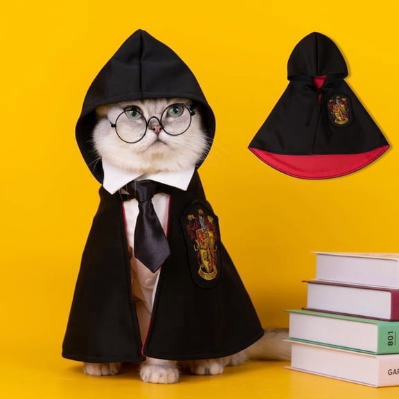 Kiddiway Halloween Hooded Cape Costume – Magic Academy Outfit for Cats and Dogs, Ideal for Role Play, Party Decor, and Trick-or-Treat Events