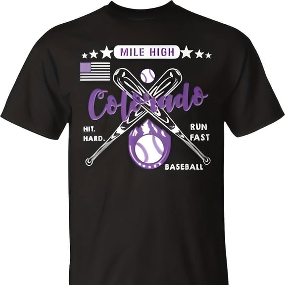 Colorado Baseball ky Mountain Skyline Baseball Vintage T-Shirt