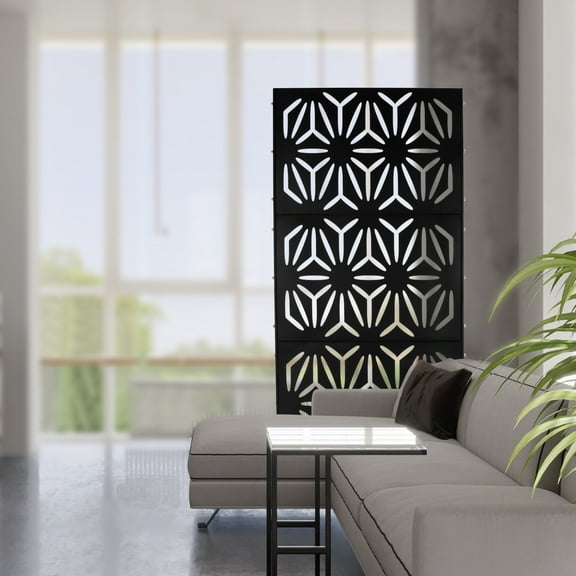 Outdoor Privacy Fence Screen, Outdoor Decorative Panels, Privacy Screen Fence Panels Black Steel 35.4*15.75*74.8in