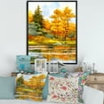 thumbnail image 2 of Autumn Forest By The Lake Side II 24 in x 32 in Framed Painting Canvas Art Print, by Designart, 2 of 5