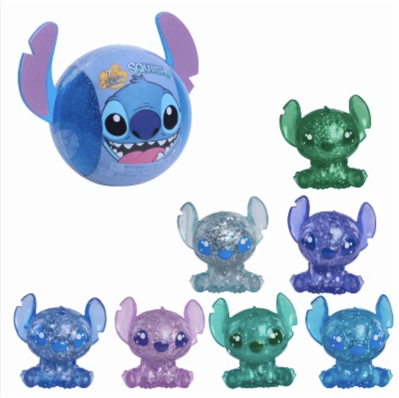Disney Stitch Squish-a-Stitch Collectible Figures 2" Mystery Glitter Figurine Squishy  Stress Relieving Fidget  Blind Box (Random Color/Variant)